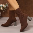 thumbnail image 3 of Bixock Boots for Women Mid Heel Short Boots Large Size Pointed Toe Slip On Stretch Sock Boots Comfortable Warm Daily Wear Fall Women Shoes, 3 of 9