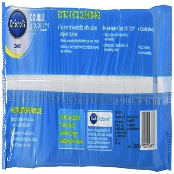 Dr. Scholls Double Air-Pillo Insoles Unisex (Men 7-13 / Women 5-10) (3 Pack)