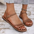 thumbnail image 6 of IEMIEMIEM Women's 2026 Summer Strappy Flat Sandals Fashion Adjustable Casual Fisherman Sandal with Open Toe Slingback Gladiator Sandals Brown 7 Wide, 6 of 7