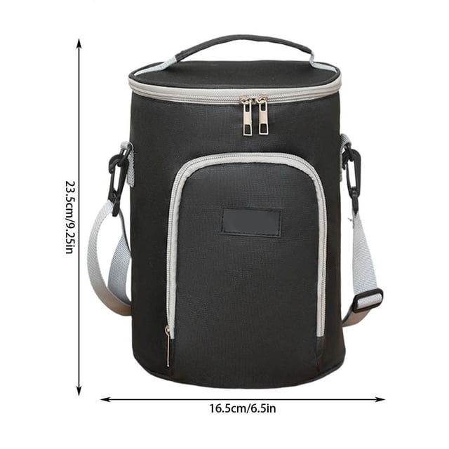 Boîte à Lunch Bento Ronde Portable Sac Bento, Sac à Lunch pour Étudiant, Sac Isotherme Diagonal Ajustable, Sac à Glace pour Pique-Nique, Seau Isotherme Sac de Rangement