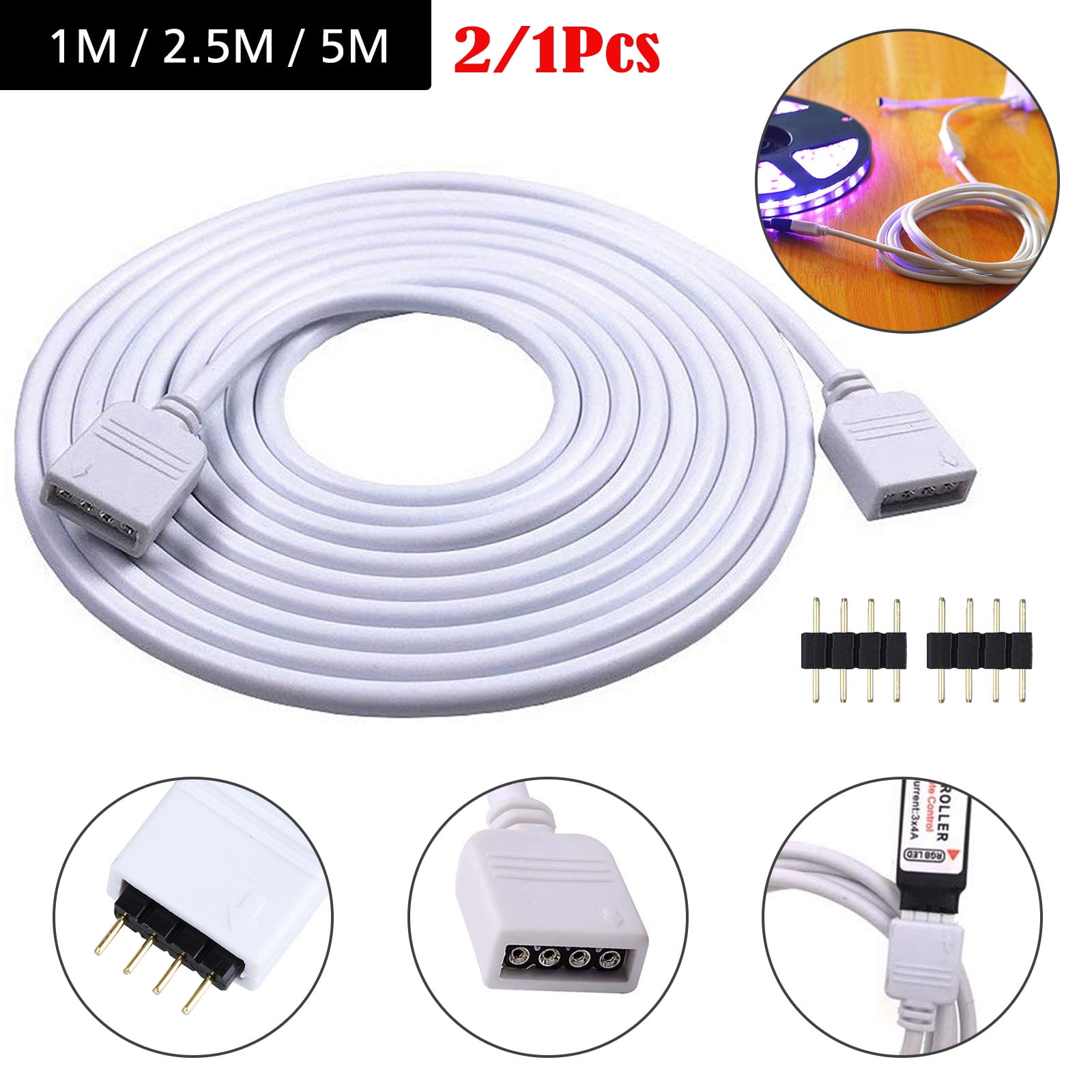 LED Accessories 4pin DC Connector Adapter Extension Cables For LED Strip Light 