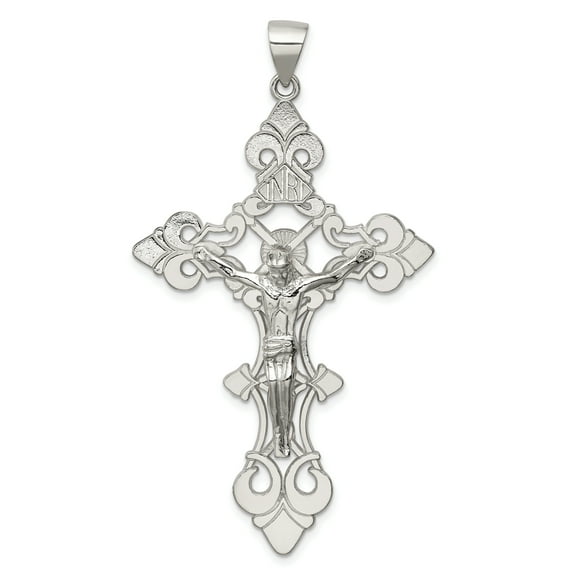 Sterling Silver Polished Large INRI Crucifix Pendant