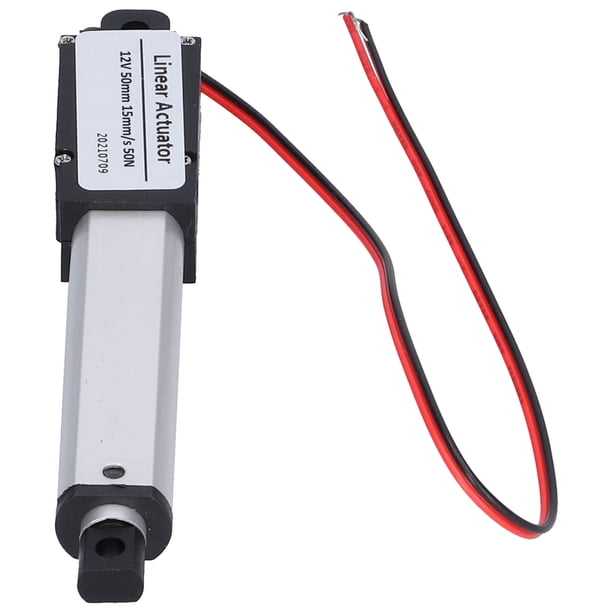 Actuador lineal, carrera de 50 mm, 12 V CC, interruptor de límite interno de bajo ruido, miniactuador de movimiento lineal para robótica, domótica y juguetes de bricolaje [Carrera de 50 mm-15 mm/s-50