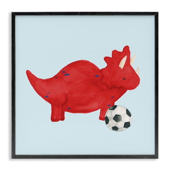 Stupell Industries Baby Dino with Ball Black Framed Giclee Art, design by Lucille Price