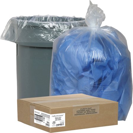 

Nature Saver NAT29901 Recycled Trash Can Liners 100 / Carton Clear 45 gal