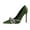 Green, variant on XYD Women Graceful Rhinestone Bowknot Stiletto High Thin Heel Slip On Pumps Pointed Closed Toe Dress Bridal Shoes Size 7 Beige