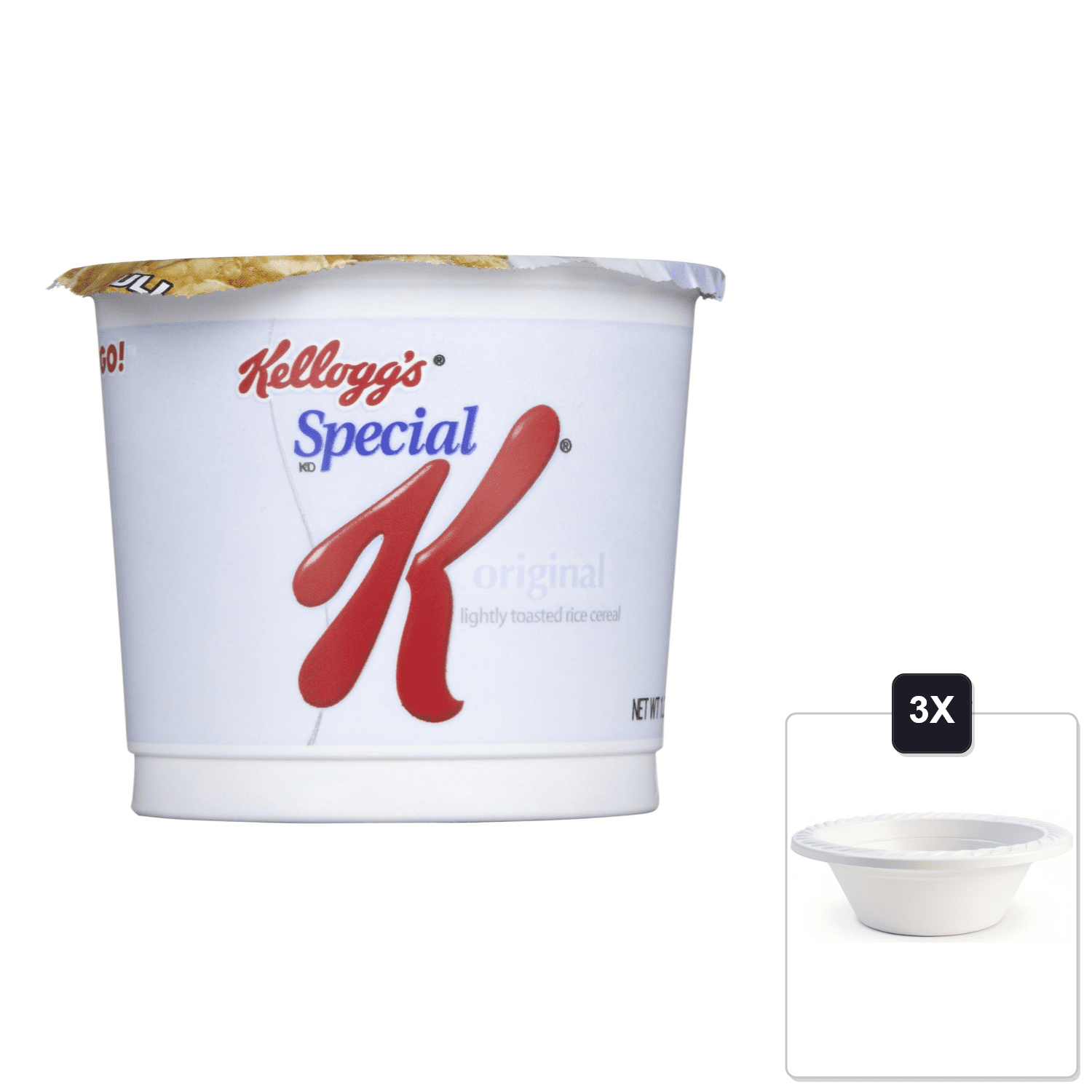 Kelloggs Special K Special K Cereal-In-A-Cup - 1.25 oz - 6 Count & 3x 12oz Disposable Plastic Bowl