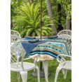thumbnail image 4 of Outdoor Tablecloth with Umbrella Hole Zipper 250 Anniversary Round Tablecloth 60" Waterproof Outside Table Cloth Independence Day Striped Green Boho Floral Patio Table Cover Tablecloths for Picnic, 4 of 8