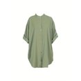 thumbnail image 1 of Plus Size 2024 Summer New Women‘s V-Neck Solid Color Single Row Button Dress Short Sleeve Comfortable Peplum Summer Best Choice QZX, 1 of 6