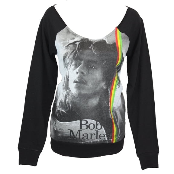 Bob Marley Girls Juniors Pull Over Light Sweatshirt - Scoop Neck Giant Photo Image (Large)