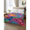 thumbnail image 2 of Colorful California King Size Flat Sheet, Wrinkleproof & Fadeproof Cooling Flat Bed Sheet Only, Ethnic Modern Abstract Watercolor Tie-Dye Breathable Soft Bedding Top Sheets 108 x 98 Inches, 2 of 8