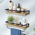 thumbnail image 3 of YasTant 10” x 42.3” Rustic Wood Floating & 2-Tier Storage Shelves + Antique Black (2 Count), 3 of 7