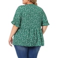 thumbnail image 4 of Blusas de talgrande pamujer, con estampado floral, ligeras, con cuello en V, pababydoll Verde 3XL, 4 of 6