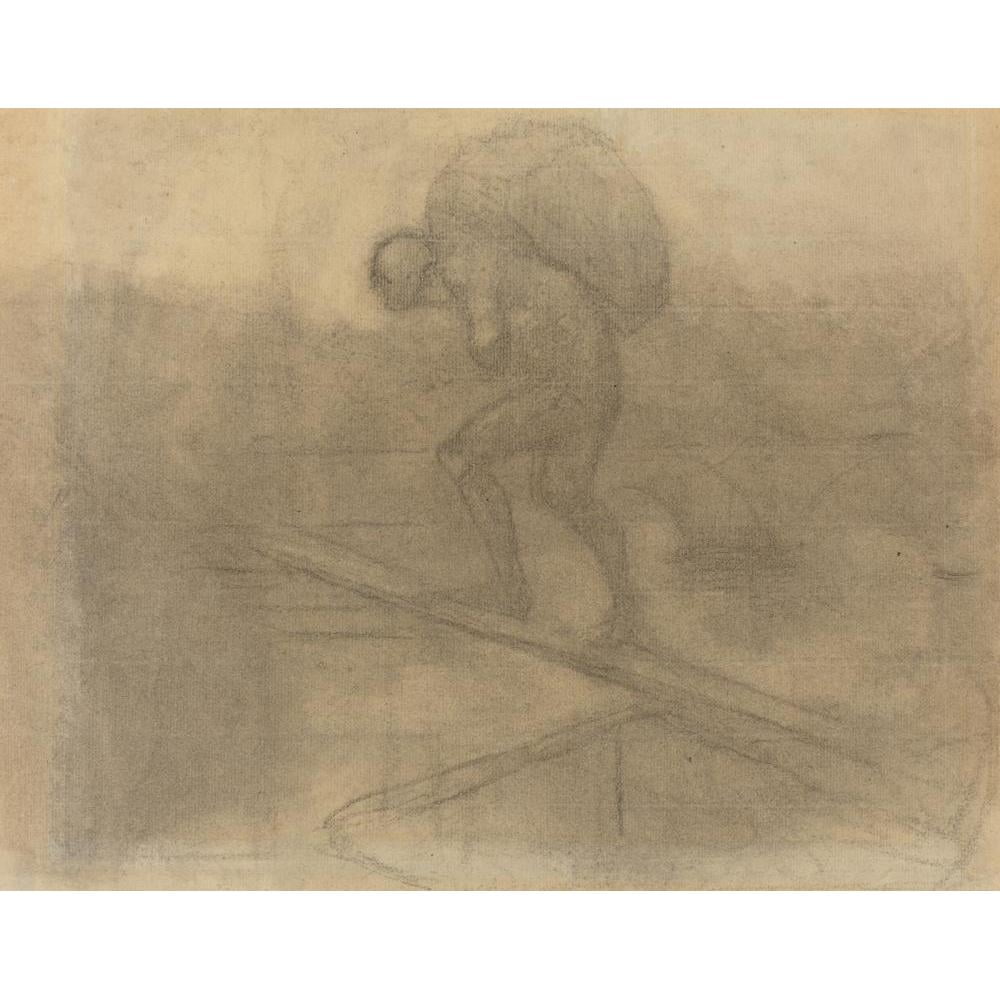 Honoré Daumier 14x12 Black Modern Framed Museum Art Print Titled - Man Carrying a Sack