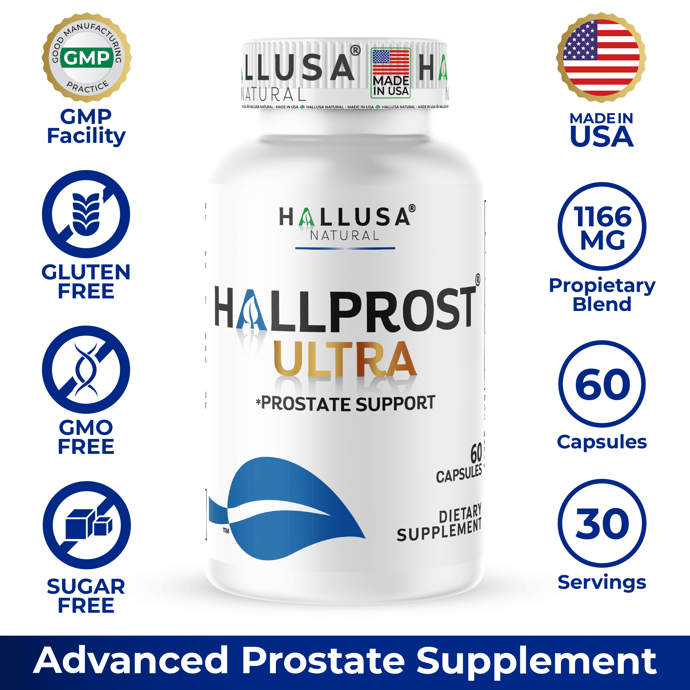 HALLPROST ULTRA Saw Palmetto Blend 1166 mg* Urinary Tract & Bladder Support, Prostate Health Supplement for Men with Lycopene, Pygeum, Pumpkin Seed, Zinc, Vitamin E, Magnesium, 60 capsules