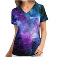 thumbnail image 2 of LSLJS Women's Fashion Short Sleeve V-Neck Tops Working Uniform Printing Pocket Blouse Tops, Womens Plus Scrubs, 2 of 5