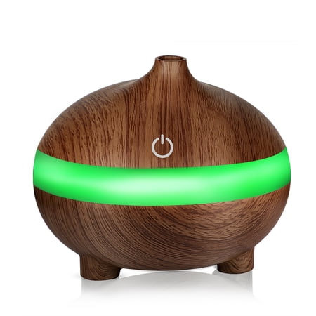 300ML Essential Oil Diffusers, Wood Grain Cool Mist Aromatherapy Humidifier Ultrasonic Air Cleaner Freshener Purifier Atomizer for Office Spa Baby Room Bedroom Fitness Room