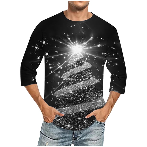 Camisas de Manga Larga para Hombres Imprimir Casual Cuello Redondo Blusa de Manga Corta, Camisas de Lino para Hombres