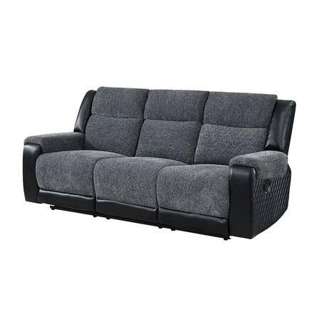 Global Furniture USA Traditional Glam Reclining Sofa, Black,Grey