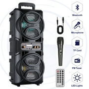 Dazone Dual 6.5 Woofer Portable FM Bluetooth Party Speaker Heavy Bass Sound Remote Control