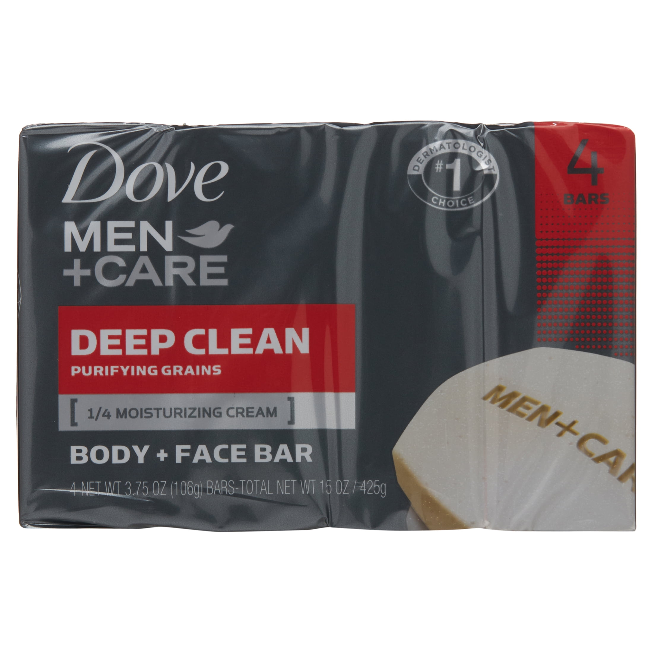 Dove Men+Care Body and Face Bar Deep Clean, 3.75 Oz., 4 Bar