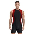 thumbnail image 1 of Moggemol Mens Sleeveless One piece Swimsuit Front Zipper Rash Guard Bathing Suit for Summer Beach Pool Party Burgundy XL, 1 of 4