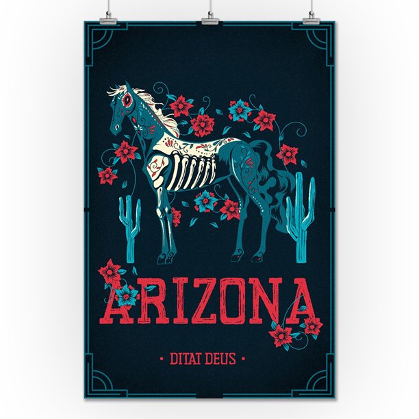 Arizona Ditat Deus God Enriches Day of the Dead Horse Lantern