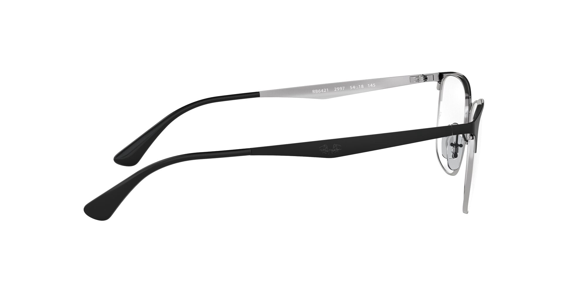 Ray-Ban Unisex Size 54 Semi-Rimless Prescription Eyeglasses with Case, Matte Black on Silver/Demo Lens
