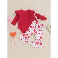 thumbnail image 5 of Elippeo Baby Girls Valentine’s Day Outfits 3M 6M 12M 18M Embroidery Romper + Flare Pants + Headband Set Infant Clothes, 5 of 10