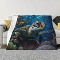 thumbnail image 1 of Fotbe Ocean Coral Turtle Manta de Franela con Estampado, Manta Ultrasuave para Cama, Sofá, Auto, Hipoalergénica y Antibolitas-40"x30", 1 of 6