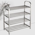 thumbnail image 1 of Estante de de 4 niveles Torre de de metal 16-20 pares Unidad de organizador de almacenamiento de Estante de pequeña sala apilable con 4 niveles Estantes metálicos de servicio BLESIY zapateros de acero inoxidable, 1 of 8