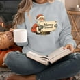 thumbnail image 6 of asdoklhq Christmas Womens Flannel Shirt Women's Round Neck Printed Loose Fitting Long Sleeve Hoodless Sweatshirts Gray S, 6 of 7