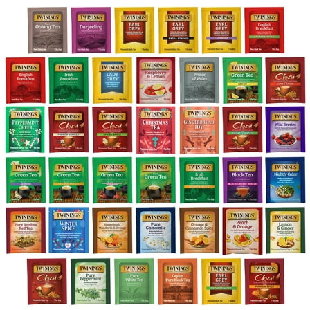 Twinings Tea Bag Sampler Assortment, Variety Pack (40 Count), 40 Unique Flavors for Tea Lovers: Women, Men, Couples, Family, Friends, Coworkers