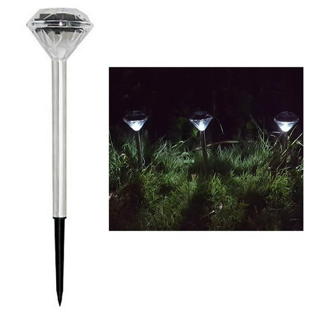 Lámpara solar de jardín, proyector de luz, luz de estante de acero inoxidable, proyector de diamantes, luz cálida/blanca, luz para valla, iluminación decorativa, lámpara solar de jardín,