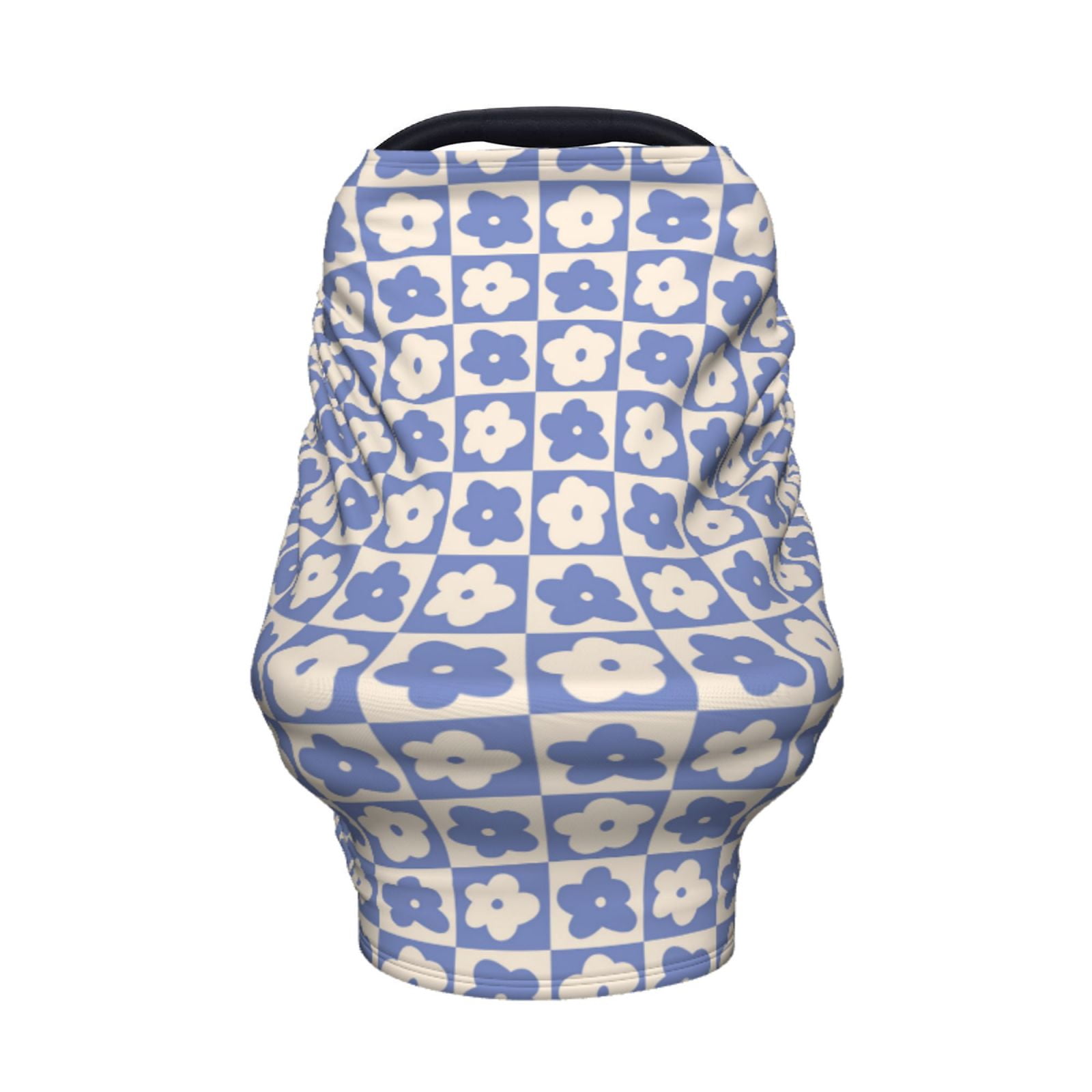 Fotbe Plaid Flowers Pattern Car Seat Covers for Babies, Nursing Breastfeeding Cover Infant Carseat Canopy, Soft Stretchy Carrier Cover