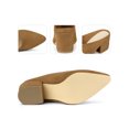 thumbnail image 2 of BLISSFUL STEP Women's Block Heels Pointed Toe Slip on Slide Mules Brown 7, 2 of 6