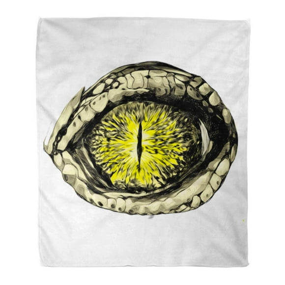 JSDART Flannel Throw Blanket White Alligator Eye of Crocodile Reptile Closeup Sketch Graphics Soft for Bed Sofa and Couch 50x60 Inches