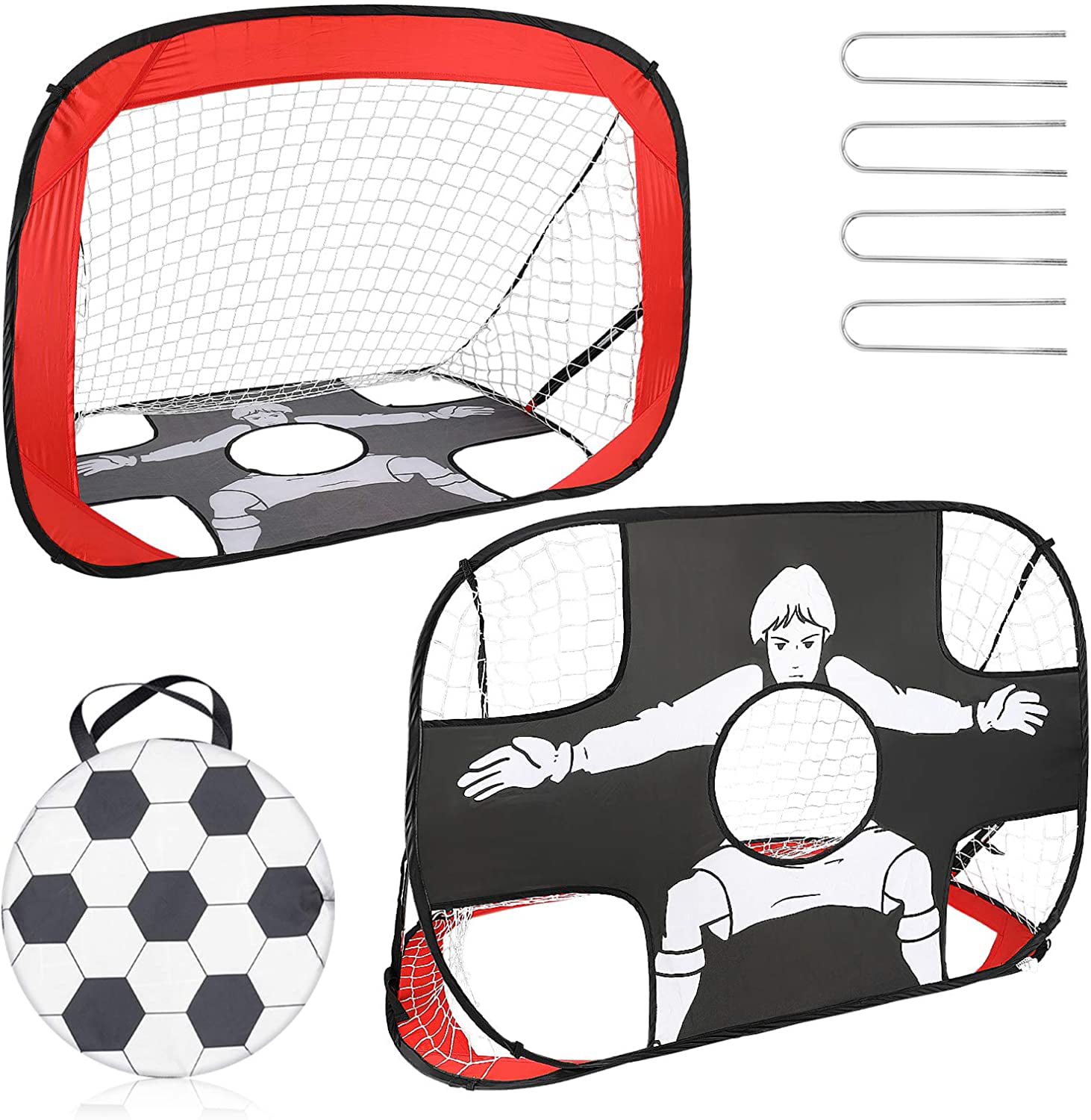 2 in 1 Portable Pop-up Soccer Goal Portable Soccer Goal for Kids Collapsible Football Training Kit Soccer Goals Net with Aim Target and Carry Bag for Indoor/Outdoor Shooting Practice Goal 