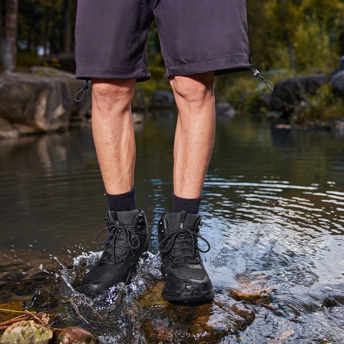 COM STAR Men Hiking Boots Breathable Outdoors Mid Ankle Walking Shoes Lightweight Mountaineering Shoes  for Trekking, Camping