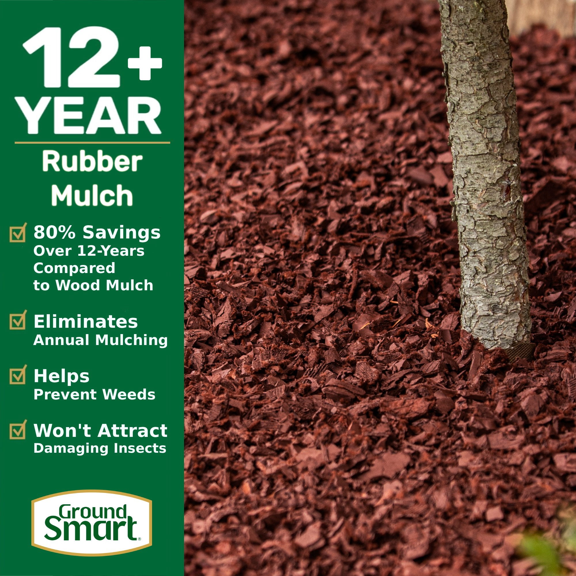 GroundSmart® 12+ Year Red Rubber Mulch Nugget, 0.8 Cu ft