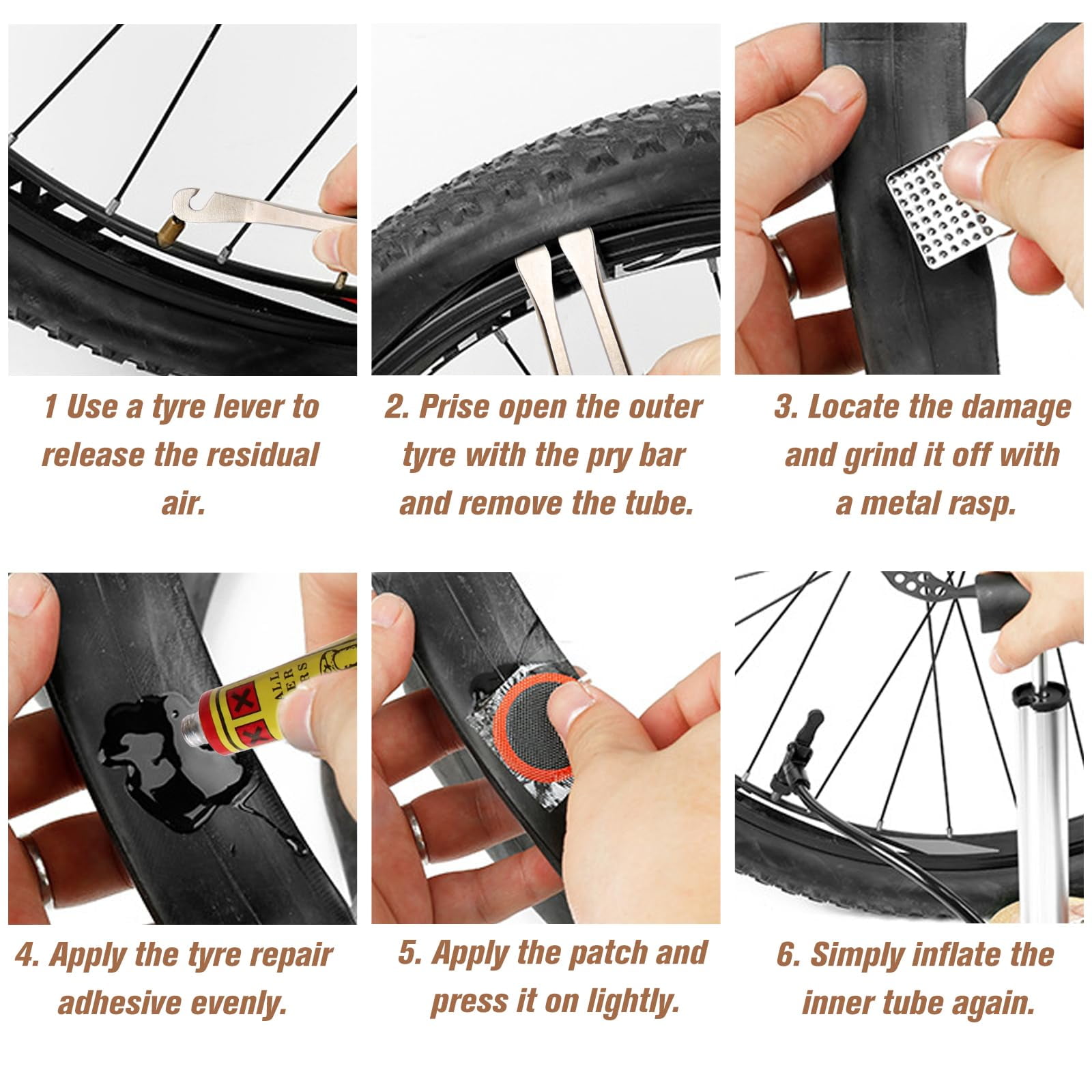 SPOKKI 55 Pcs Bike Tire Repair Kit, Bike Patch Kit, Bicycle Inner Tube Patch Kit, Self-Adhesive Bike Puncture Repair Patches for Cycling, Motorcycle, BMX, ATVs and More Inflatable Rubber