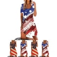 thumbnail image 2 of DYMADE Womens Summer Short Sleeve Dress Independence Day American Flag A Line Tunic Dresses, 2 of 4