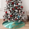 thumbnail image 4 of Cauagu 30" Christmas Tree Skirt Green And Gold Marble Pattern Christmas Tree Decorations Tree Mat for Xmas Decorations Occasion Holiday Home Decor -30", 4 of 7