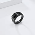thumbnail image 3 of HIJONES Men's Stainless Steel Black Square Gemstone Silver Zirconia Signet Ring Cross 12MM Band Black Size 10, 3 of 5
