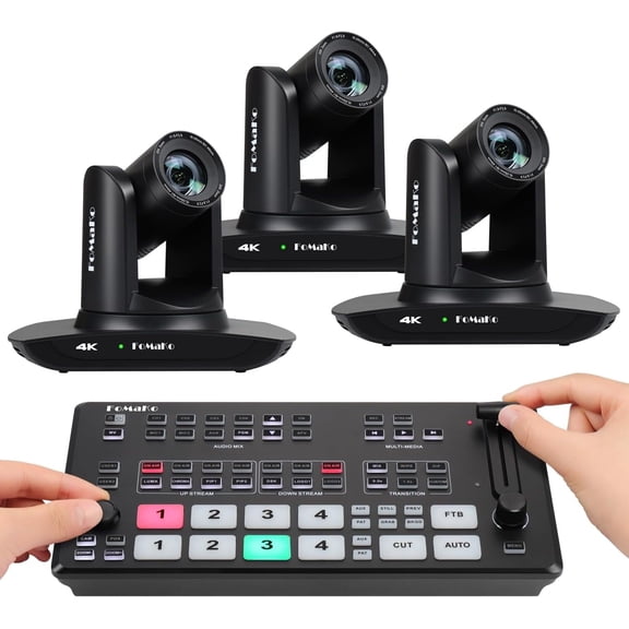 FoMaKo 4K PTZ Camera HDMI NDI 20X Live Streaming Camera Bundle(K20UH x3 M1)
