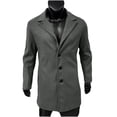 thumbnail image 4 of Purcolt Men's Mid Length Pea Coat with Notched Lapel, Single Breasted Button Front and Side Pockets, Tailored Long Sleeve Fall Winter Overcoat for Fall Winter Layering, 4 of 6