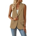 thumbnail image 2 of Women'S Summer Sleeveless Vest Tops Fashion Casual Work Office with Pockets Khaki XXL, 2 of 9