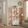 thumbnail image 3 of Furologee 5-Tier White Ladder Shelf, Ladder Bookshelf with Removable Drawer, Mordern Bookcase Storage Rack Organizer, Wood Metal Freestanding Storage Shelves for Living Room, Home Office, Bedroom, 3 of 8