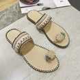 thumbnail image 5 of Boho Slide Sandals for Women Girls Dressy Low Wedge Thong Sandals Casual Toe Ring Flat Sandals Cute Summer Bohemian Travel Flip Flop Sandal Shoes, 5 of 8