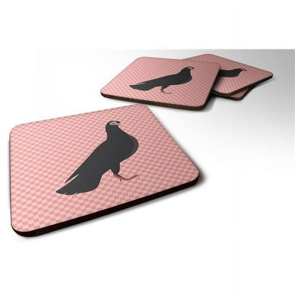 Budapest Highflyer Pigeon Pink Check Foam Coaster, Set of 4